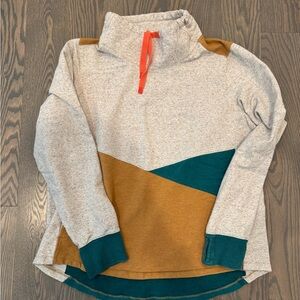 L.L. Bean Gray, Teal, and Tan Cowl Neck Sweater